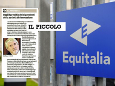 La protesta dei lavoratori di Equitalia su Il Piccolo