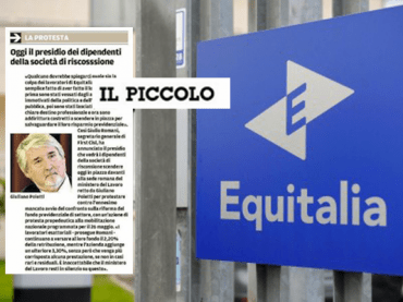 La protesta dei lavoratori di Equitalia su Il Piccolo
