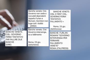 Banche venete, l’appello congiunto Furlan-Romani sulle agenzie di stampa