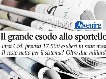 Esuberi, Avvenire sulla ricerca First Cisl, “il grande esodo allo sportello”