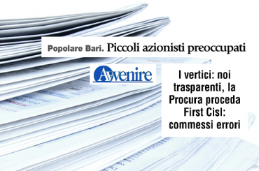 Popolare Bari, Romani su Avvenire, “commessi errori di gestione”