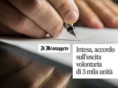 Il Messaggero, First Cisl, positivo accorso sulle uscite in Intesa Sanpaolo