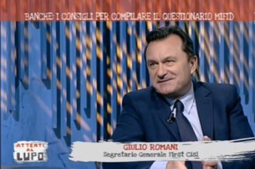 Mifid, Giulio Romani su Tv2000, occorre un questionario unico di sistema