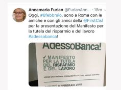 AdessoBanca! il tweet di Annamaria Furlan