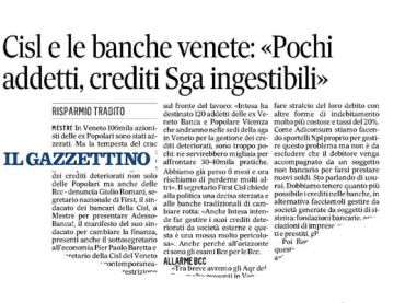 AdessoBanca! a Mestre, Il Gazzettino, pochi addetti per gli Npl ex venete