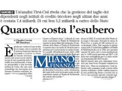 Milano Finanza, il rapporto First Cisl, le banche e l’impatto degli esuberi