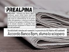 La Prealpina, schiarita in Banco Bpm, rientra lo sciopero