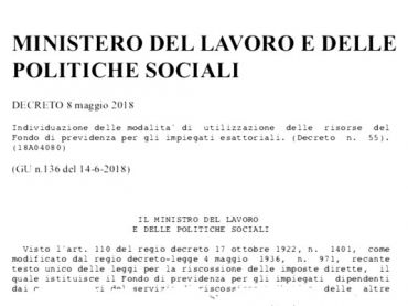 Riscossione, in Gazzetta il decreto ministeriale 55 su previdenza del settore