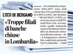 L’Eco di Bergamo, banche chiudono, abbandonare i territori è scelta incoerente