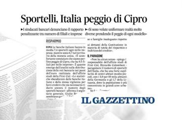 Sportelli, studio First Cisl, Romani al Gazzettino, perché prendere il peggio