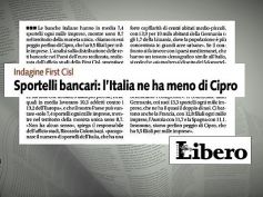 Libero, studio First Cisl su sportelli bancari, Cipro batte Italia