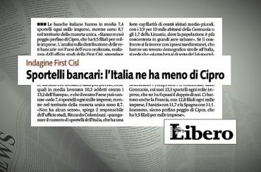 Libero, studio First Cisl su sportelli bancari, Cipro batte Italia