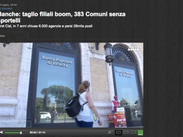 La ricerca di First Cisl sul trend delle filiali bancarie, il video dell’Ansa