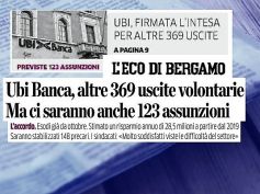 L’Eco di Bergamo,accordo Ubi,First Cisl,ok occupazione e ricambio generazionale