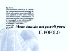 Il Popolo, Studio First Cisl banche, Uncem scrive, troppe chiusure