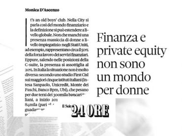 Il Sole 24 ore, nel mondo della finanza la carriera delle donne avanza a fatica