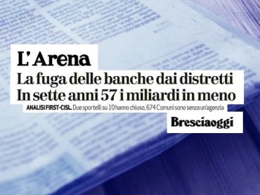 Studio First Cisl su credito, distretti industriali in affanno da 7 anni
