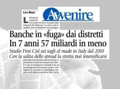 First Cisl su credito ai distretti, Avvenire, servizio bancario in ritirata