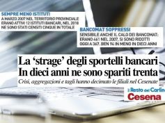 Il Resto del Carlino, Studio First Cisl, territori perdono sportelli e identità