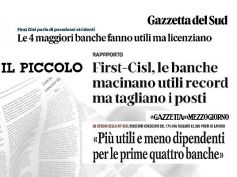 Studio First Cisl big banche, quotidiani, utili crescono ma i tagli continuano