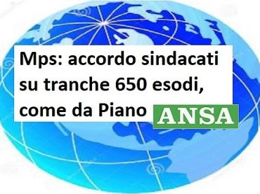 Mps, First Cisl, con accordo torna base calcolo tfr e contributo azienda fondo