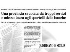 Quotidiano di Sicilia, sempre meno banche, i territori si svuotano di servizi