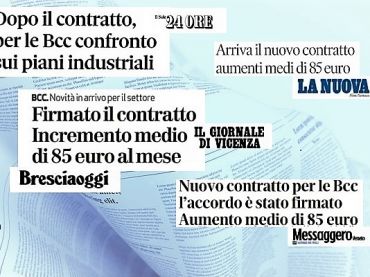 First Cisl, firmato il contratto Bcc, l’interesse dei giornali