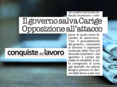 Conquiste del lavoro, First Cisl, garantita solvibilità Carige ora rilancio