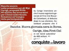 Conquiste del Lavoro, Colombani, soluzione Carige con la partecipazione