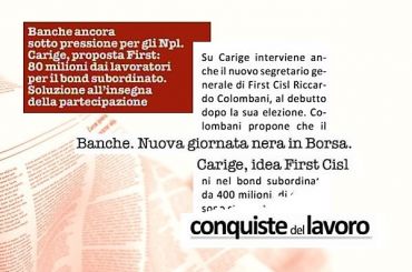 Conquiste del Lavoro, Colombani, soluzione Carige con la partecipazione