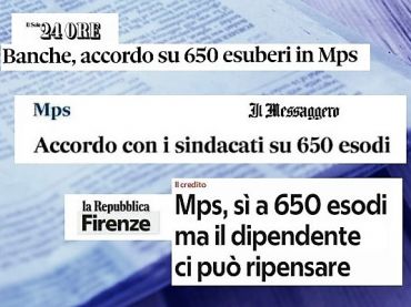 First Cisl, accordo esodi volontari Mps, ripristinati fondamentali meccanismi