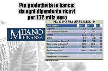 Colombani su MF, più produttività in banca, i dati sui bilanci delle big 5