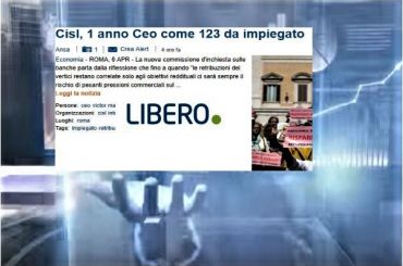 Libero, banche, First Cisl, un anno da Ceo vale fino a 123 da impiegato