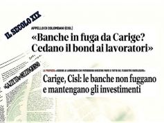 Carige, Colombani banche rimangano investite, se fuga cedano bond a lavoratori