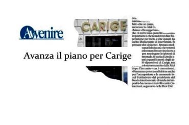 Avvenire, avanza il piano per la soluzione della crisi in Carige