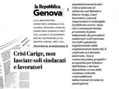 Cisl e First Cisl Liguria lanciano un ulteriore appello, uniti per Carige