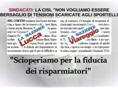 Diamanti Banco Bpm, Cisl e First Cisl, non scaricare tensioni allo sportello