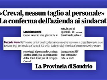 In Creval esclusi tagli al personale, First Cisl, è rassicurazione importante