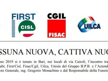 Banca Popolare di Bari, i sindacati esprimono preoccupazione e sfiducia