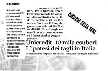 Corsera, UniCredit taglia, Colombani, lavoratori non paghino vendite asset