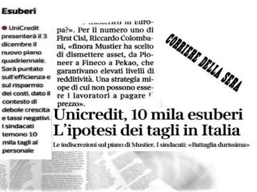 Corsera, UniCredit taglia, Colombani, lavoratori non paghino vendite asset