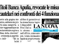 Titoli ex Banca Apulia, per gip buona fede funzionari, sostegno di First Cisl