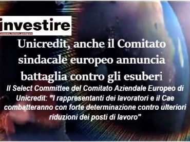 UniCredit, anche il comitato sindacale europeo contro esuberi, serve confronto
