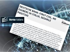 Borsa Italiana, First Cisl no esuberi in Deutsche Bank ma vigili su commerciale