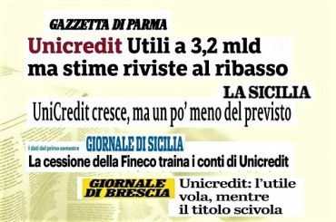 Semestrale UniCredit, l’interesse dei giornali e la posizione di First Cisl