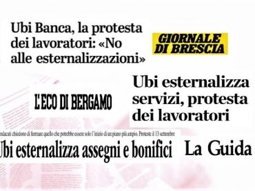 Esternalizzazioni Ubi Banca, no da sindacati e lavoratori, protesta in 8 città