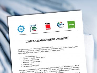 Rinnovo contratto, comunicato unitario riguardo l’odierno incontro con Abi