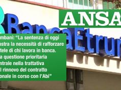 Ansa su bond Etruria, First Cisl, delusione per sentenza, più tutele nel ccnl