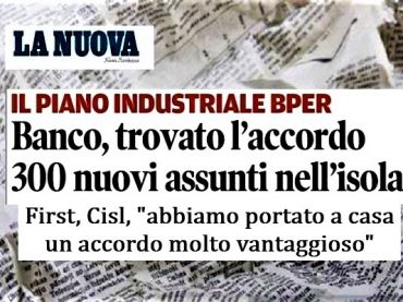 La Nuova Sardegna, ok accordo Bper, nell’isola saranno assunti 300 giovani
