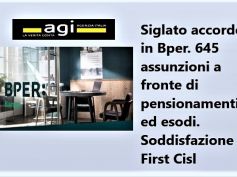 Agi, First Cisl, in Bper accordo positivo con assunzioni al top del settore